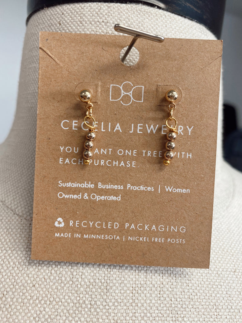 Gatsby Triple Ball Drop Earrings