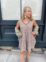 Lenna Floral Tiered Dress- Brown