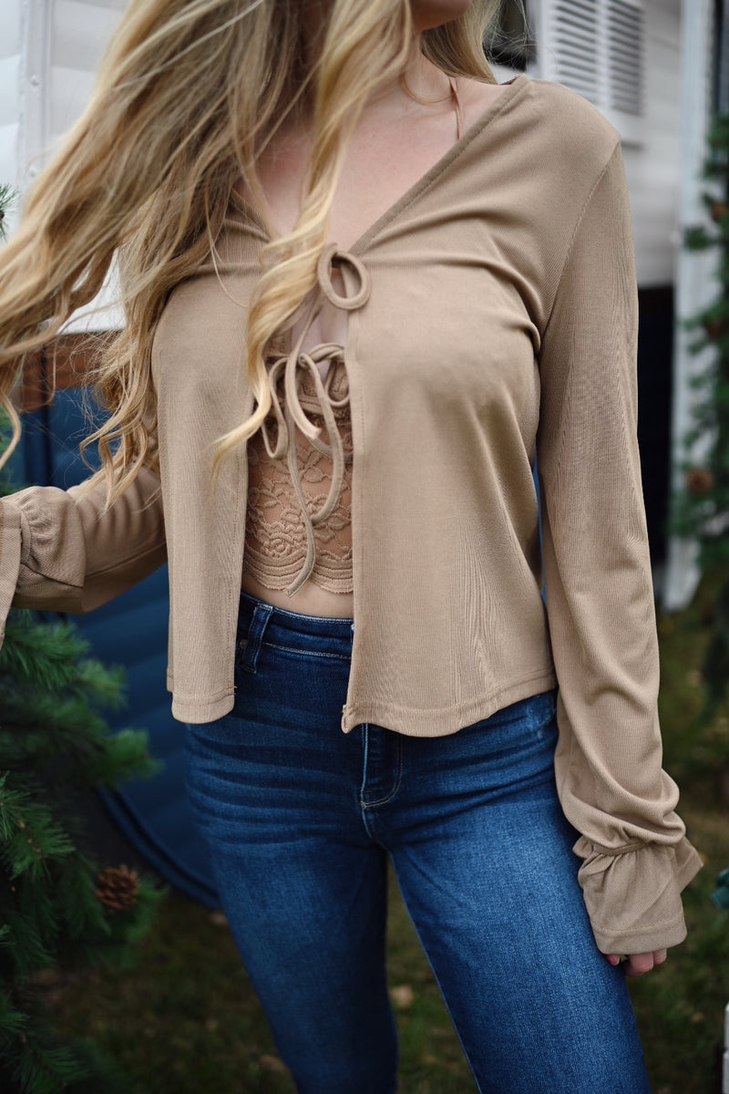 Ashe Ribbed Front Tie Top