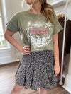 Fierce Tiger Vintage-Wash Graphic Tee-Green
