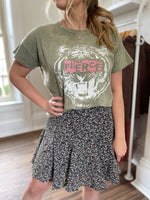 Fierce Tiger Vintage-Wash Graphic Tee-Green