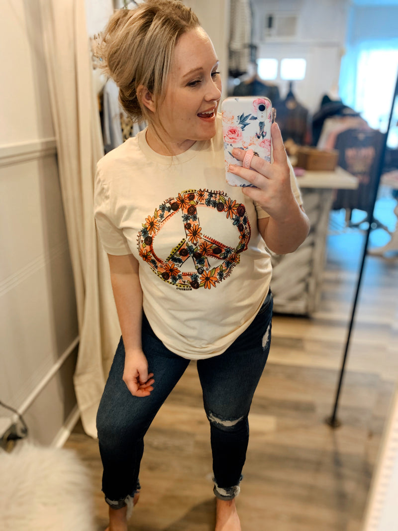 Floral Peace Sign Graphic Tee