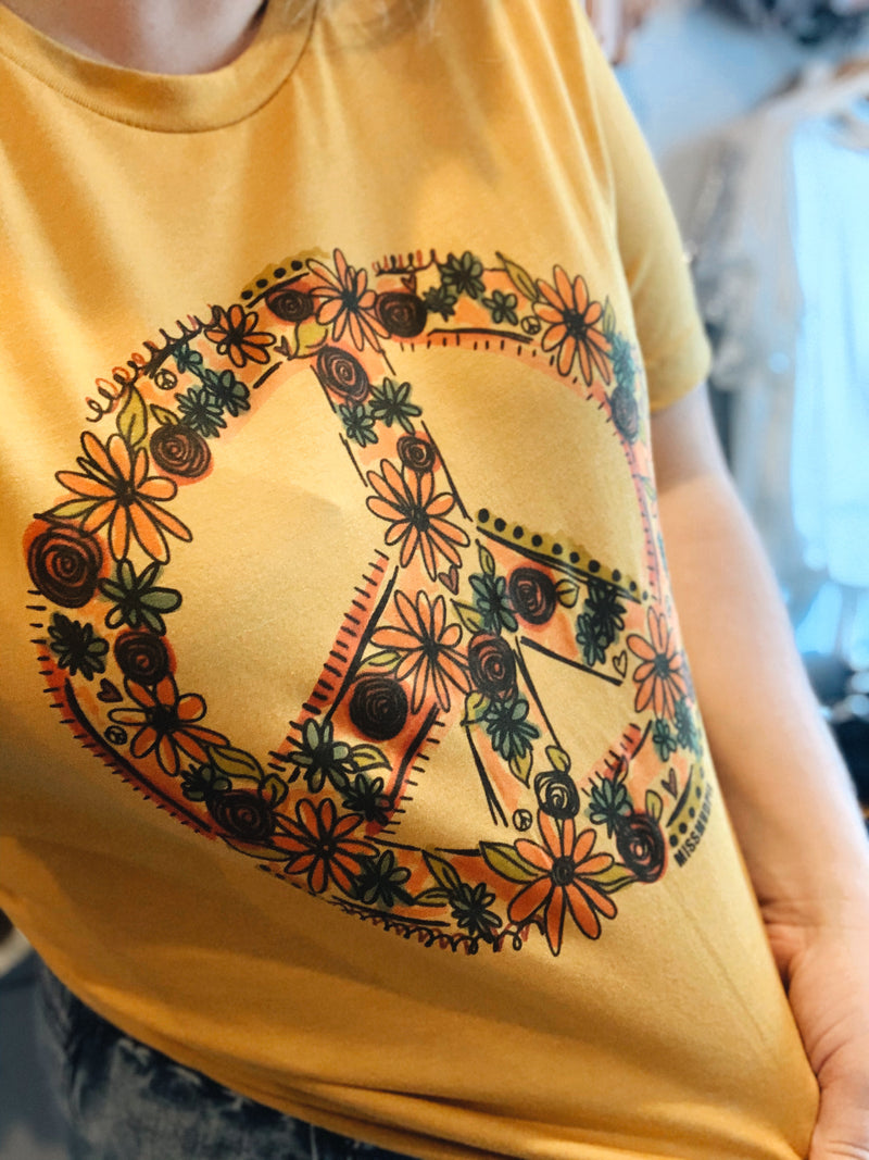 Floral Peace Sign Graphic Tee