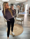 Halston Boxy Cropped Pullover- Purple
