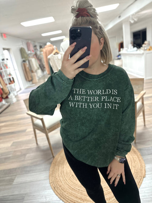 The World Embroidered Crewneck Green