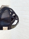 Kids Black Camo Washed Denim W/ Crossed Band Pony Cap