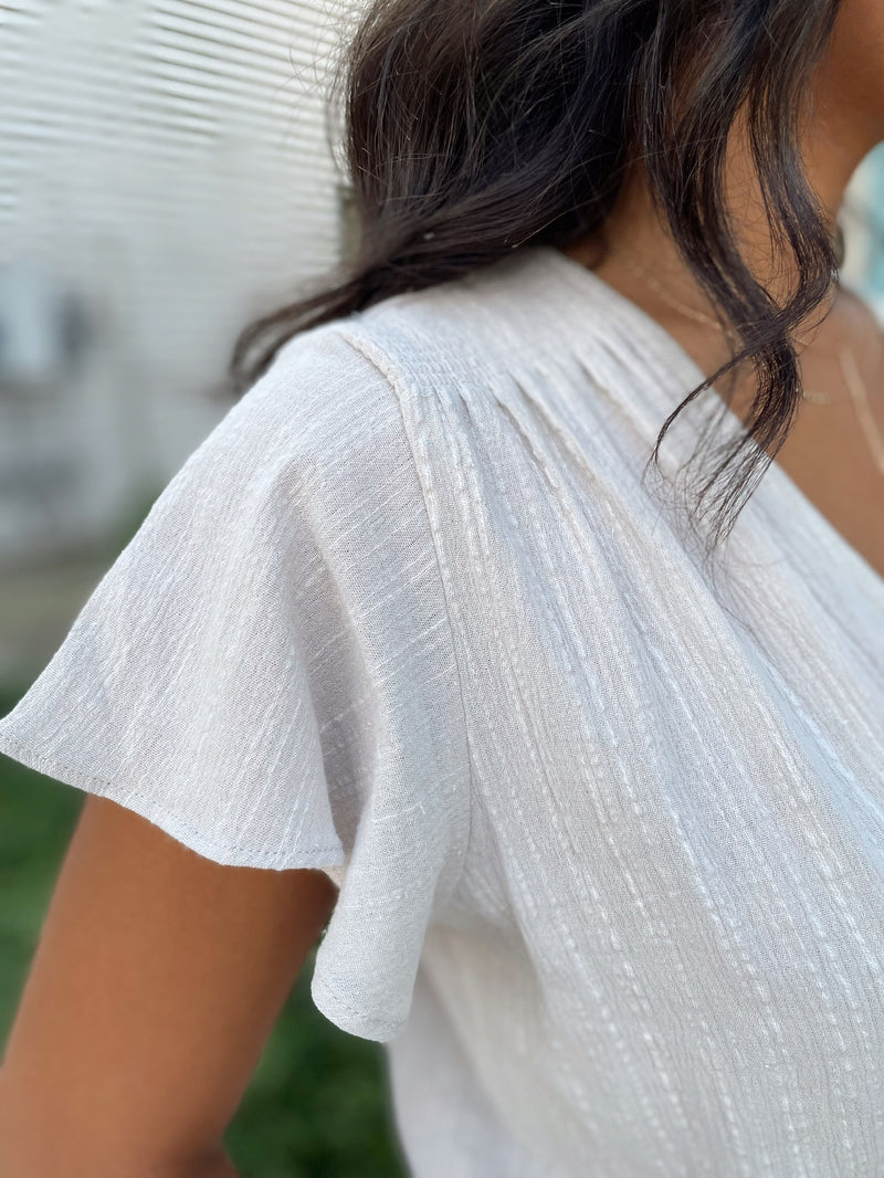 Alianna Textured Surplice Romper