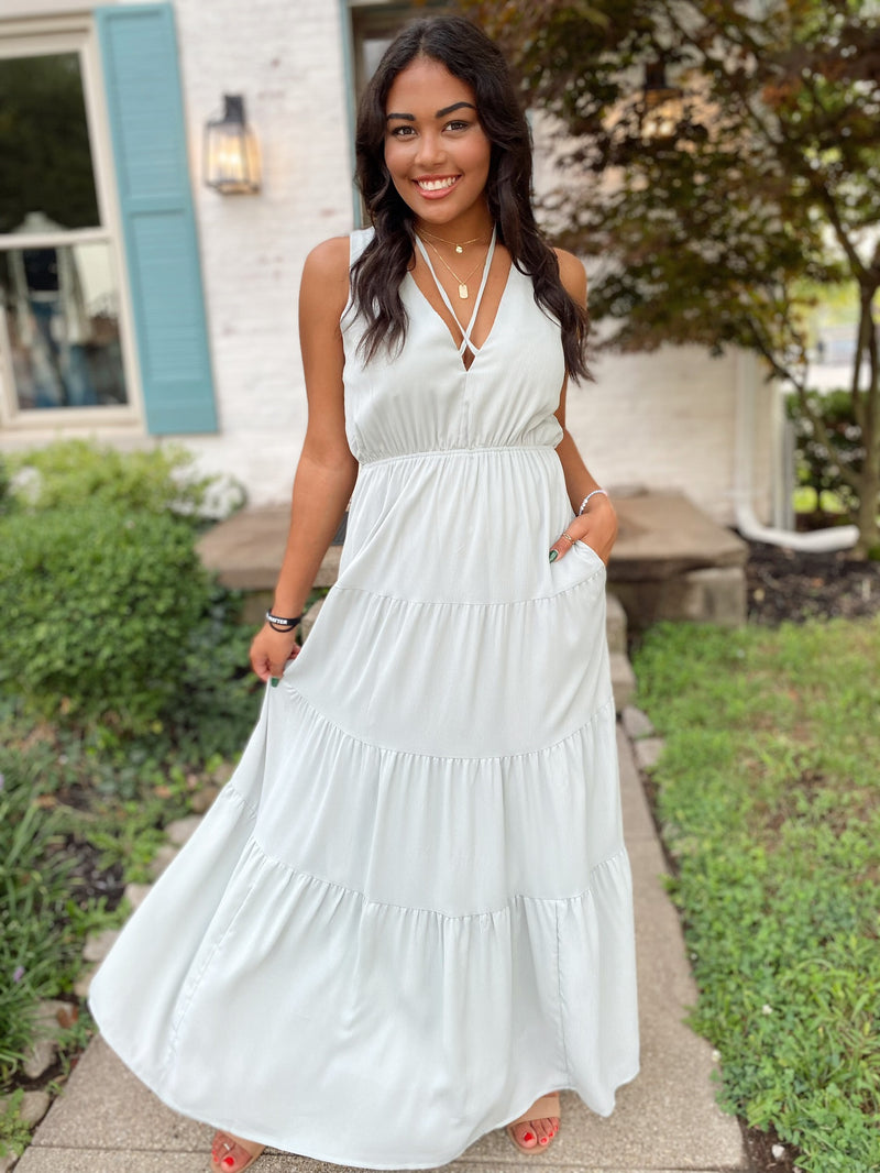 Luz Tiered Maxi Dress-Mint