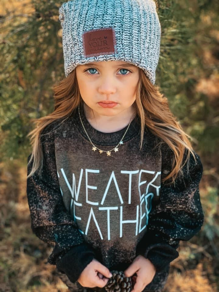 Sweater Weather Bleached Crew Neck-Kids
