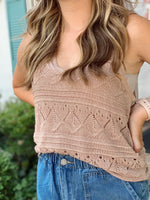 Cleo V-Neck Sweater Tank Top-Taupe