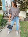Dallas Distressed Oversized Top-Charcaol