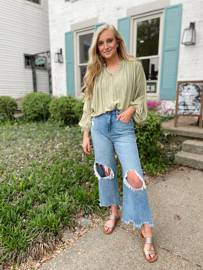 Austen Textured Button Down Blouse