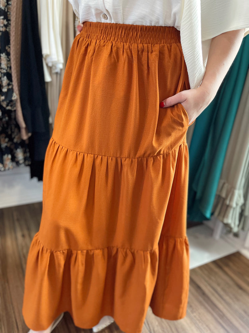 Frankie Tiered Maxi Skirt-Amber