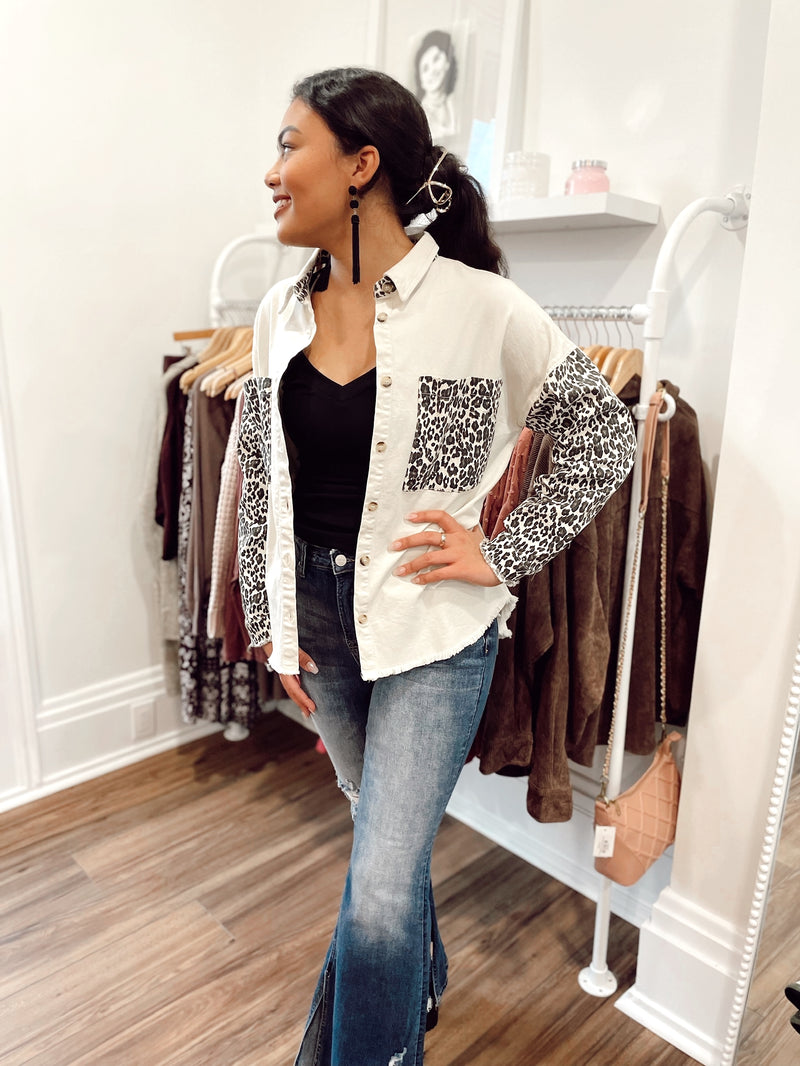 Teylie Cream & Leopard Shacket