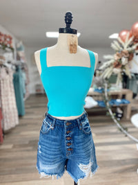 Cleo Tie Back Top- Turquoise