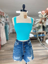 Cleo Tie Back Top- Turquoise