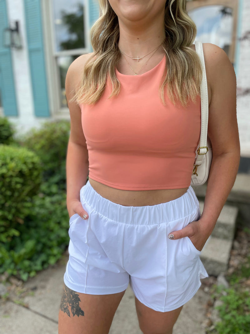 Serenity Athletic Cropped Tank-Dusty Coral