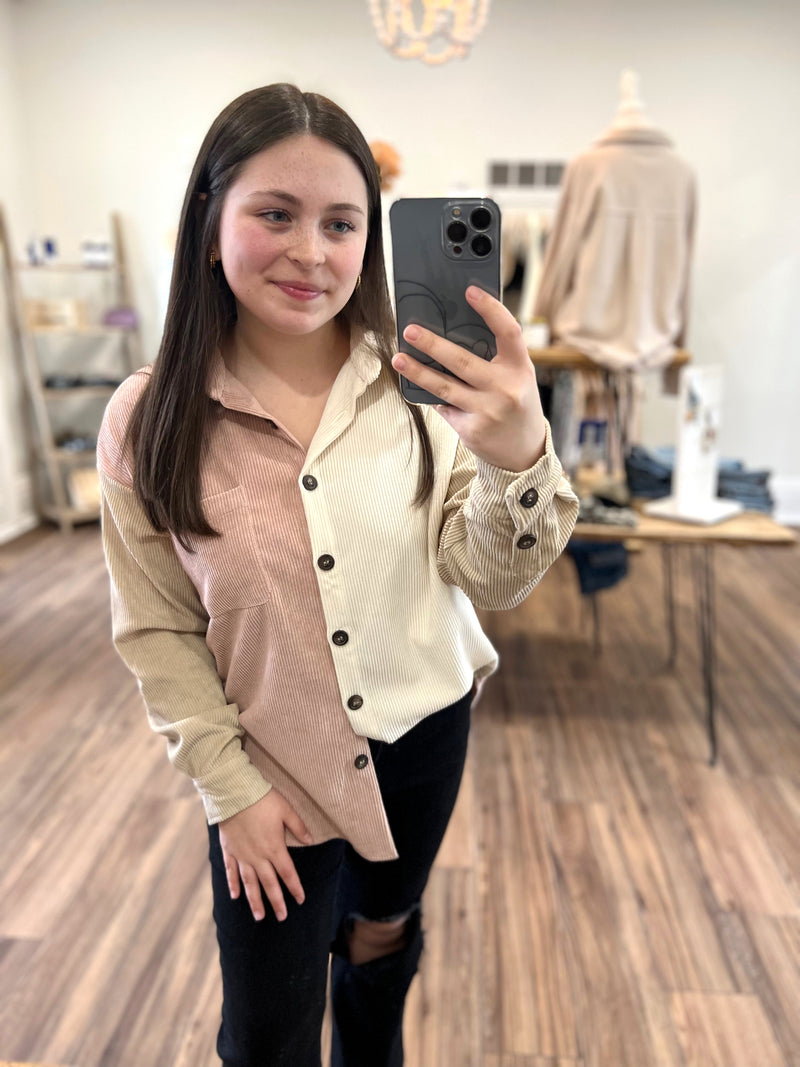 Hey You Colorblock Shacket