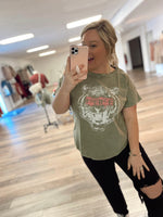 Fierce Tiger Vintage-Wash Graphic Tee-Green