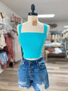 Cleo Tie Back Top- Turquoise