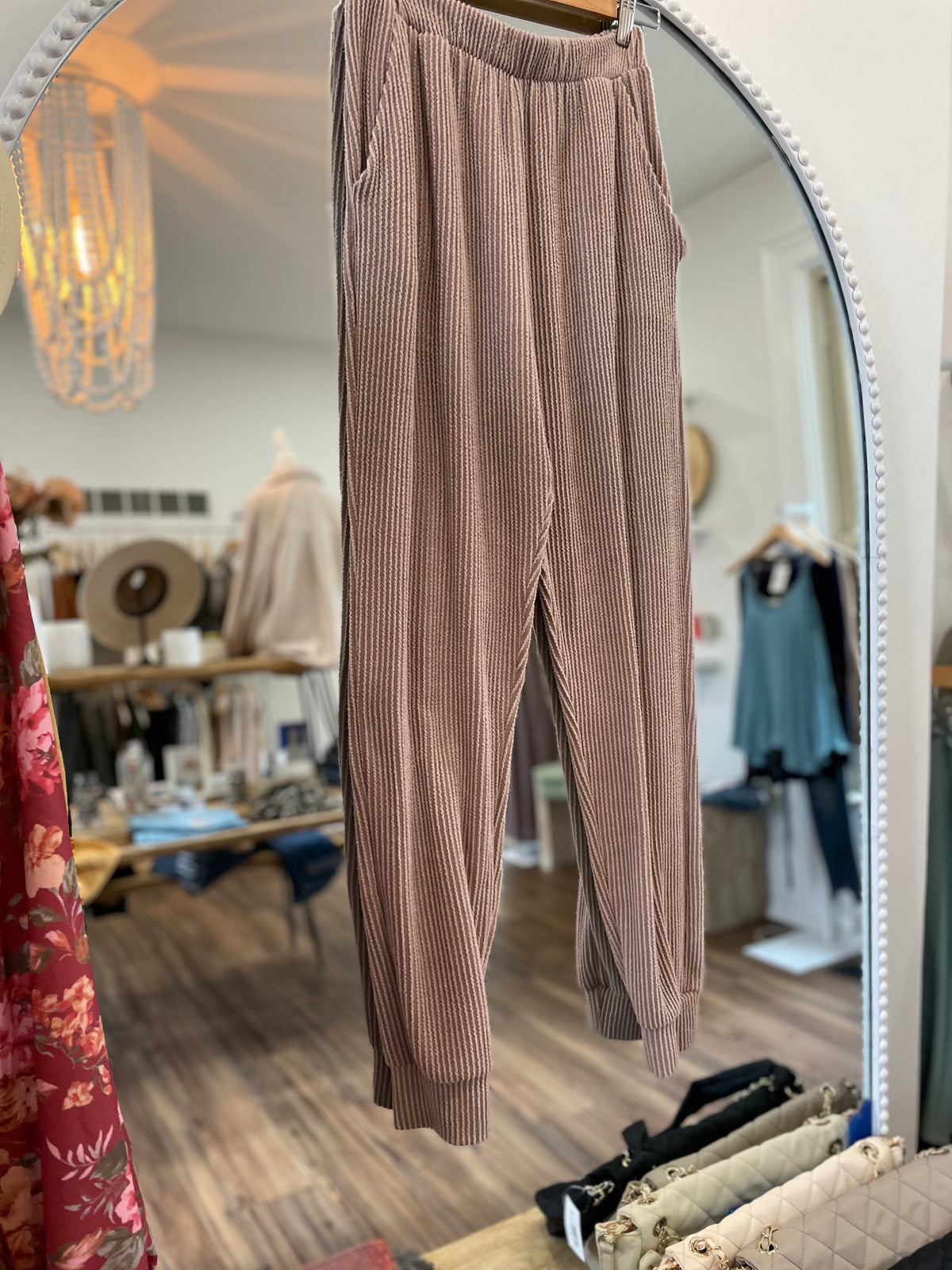 Maya Ribbed Lounge Pants- Mauve