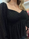 Posh Polka Dot Texture Top-Black