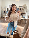 Easy to Wear Button Down Shacket-Beige