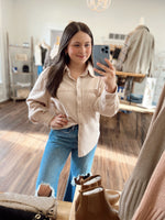 Easy to Wear Button Down Shacket-Beige
