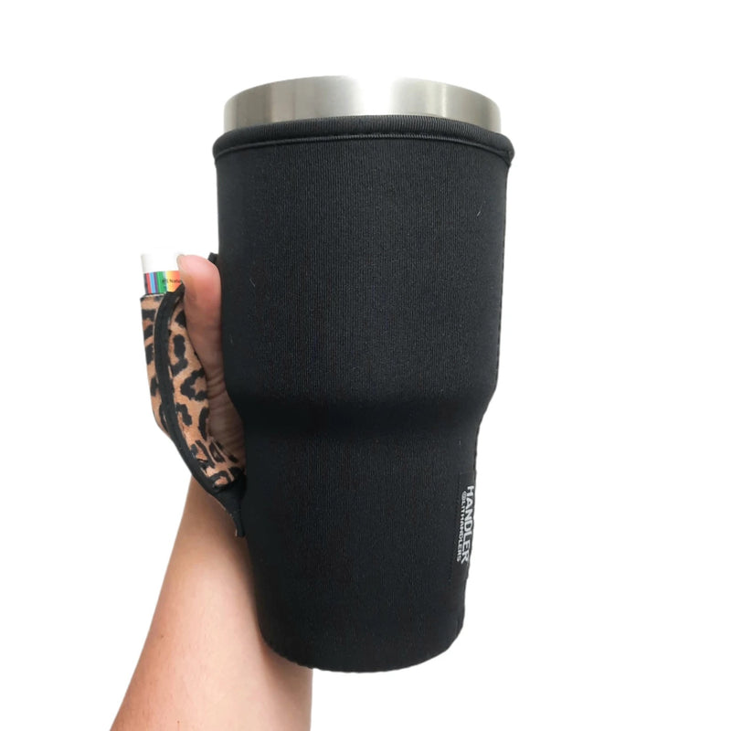 BLACK W/ LEOPARD 30OZ TUMBLER HANDLERS