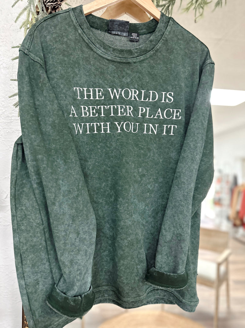 The World Embroidered Crewneck Green