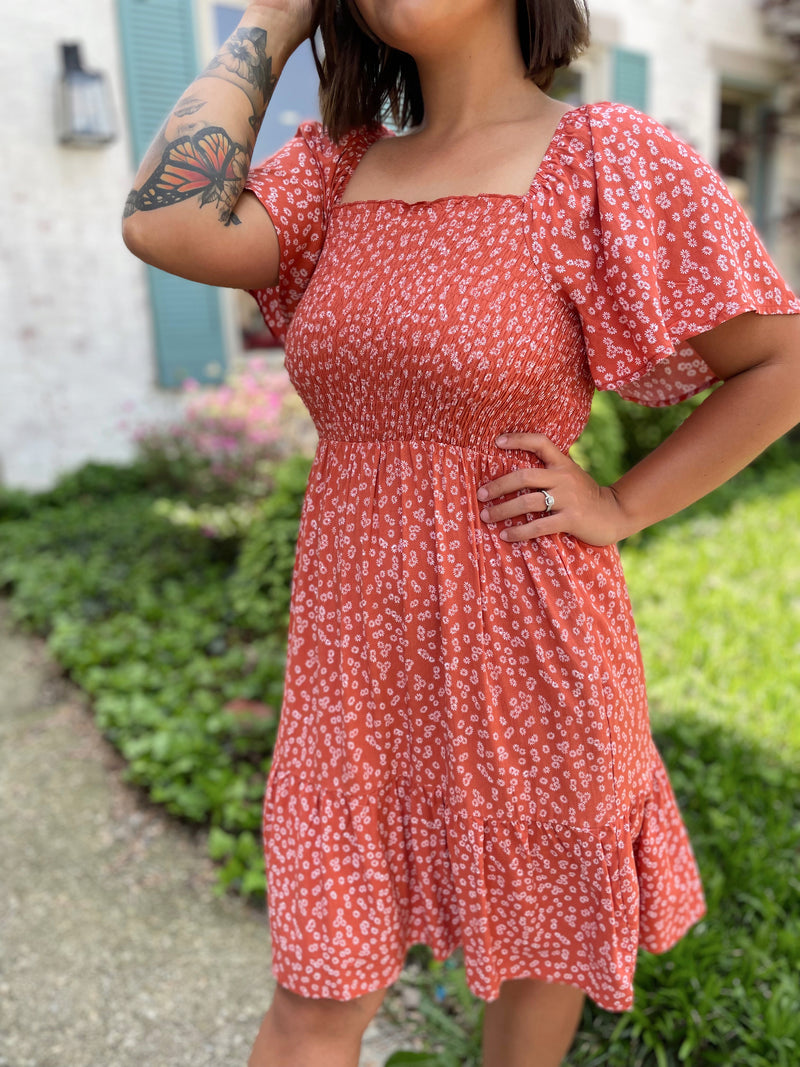 Easy On Me Midi Dress-Coral
