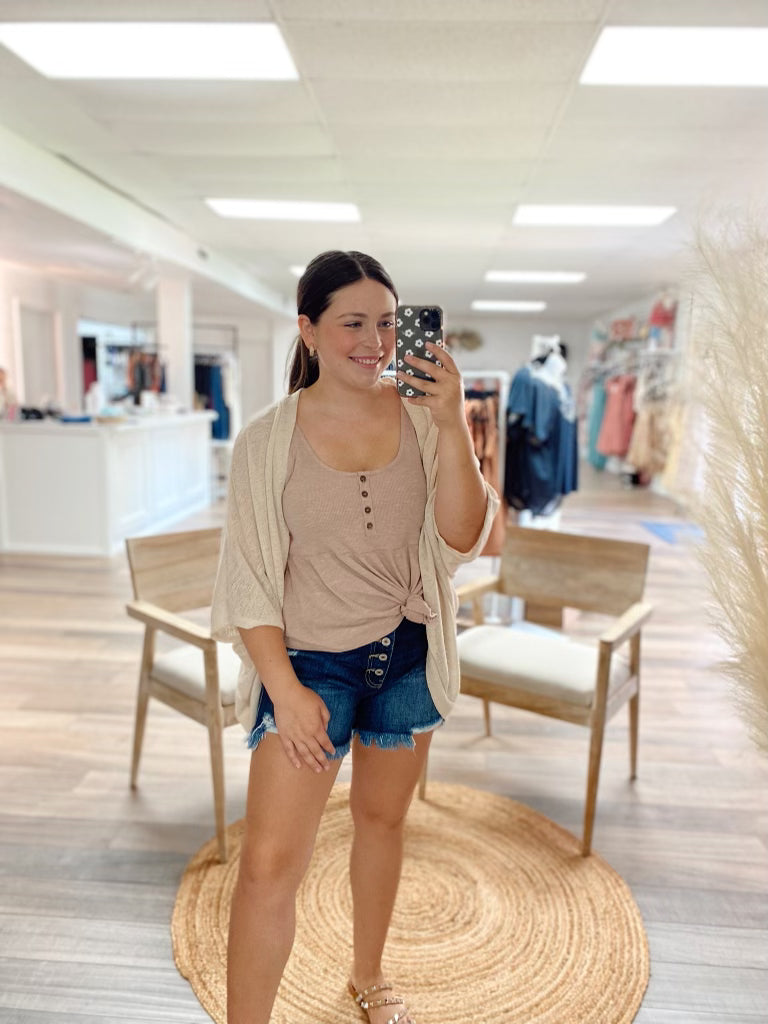 Easy Going Lightweight Cardigan-Natural