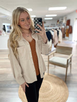 Easy to Wear Button Down Shacket-Beige