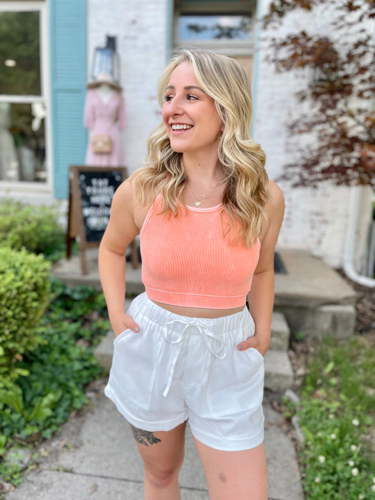 Lauryn Twill Shorts-Off White