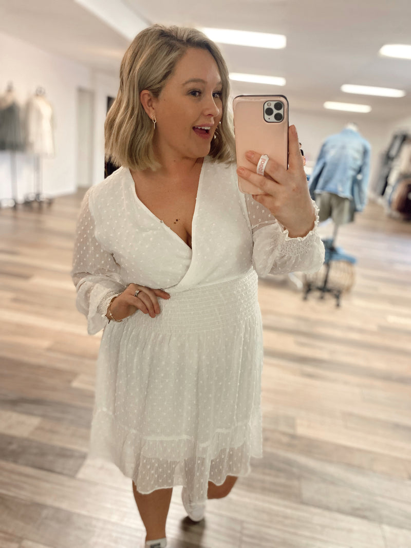Forever Yours Swiss Dot Dress-White