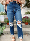 Krissy High Waisted Distressed Mom Jean