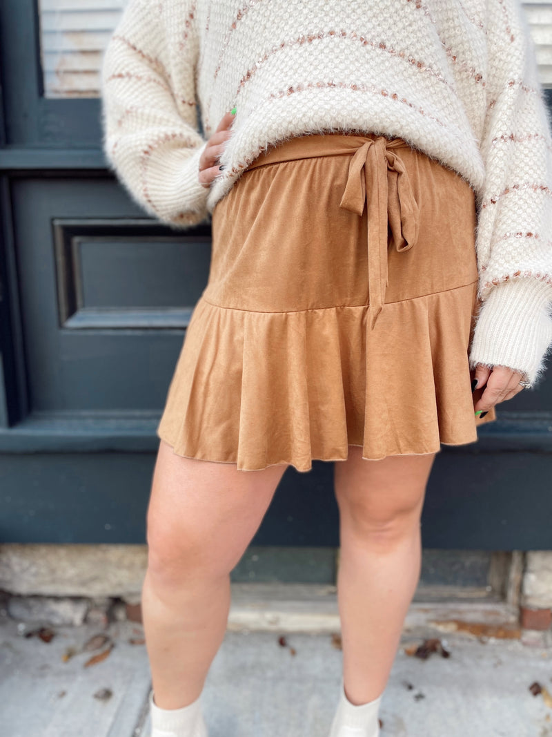 Rayna Suede Tiered Skort