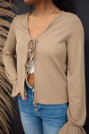 Ashe Ribbed Front Tie Top
