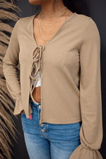 Ashe Ribbed Front Tie Top