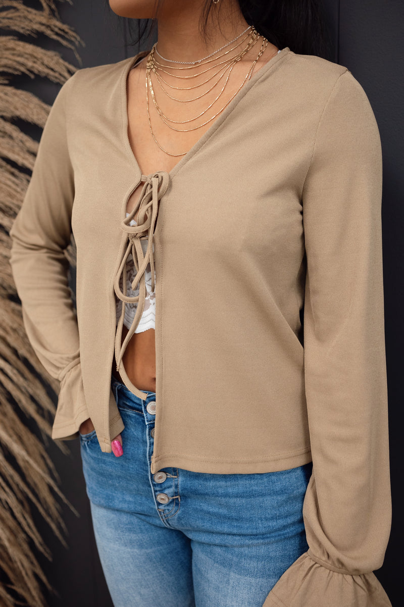 Ashe Ribbed Front Tie Top