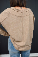 Shae V-Neck Ribbed Top-Clay