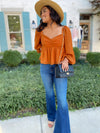 Posh Polka Dot Texture Top-Spice