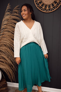 Leelyn Pleated Chiffon Maxi Skirt-Green