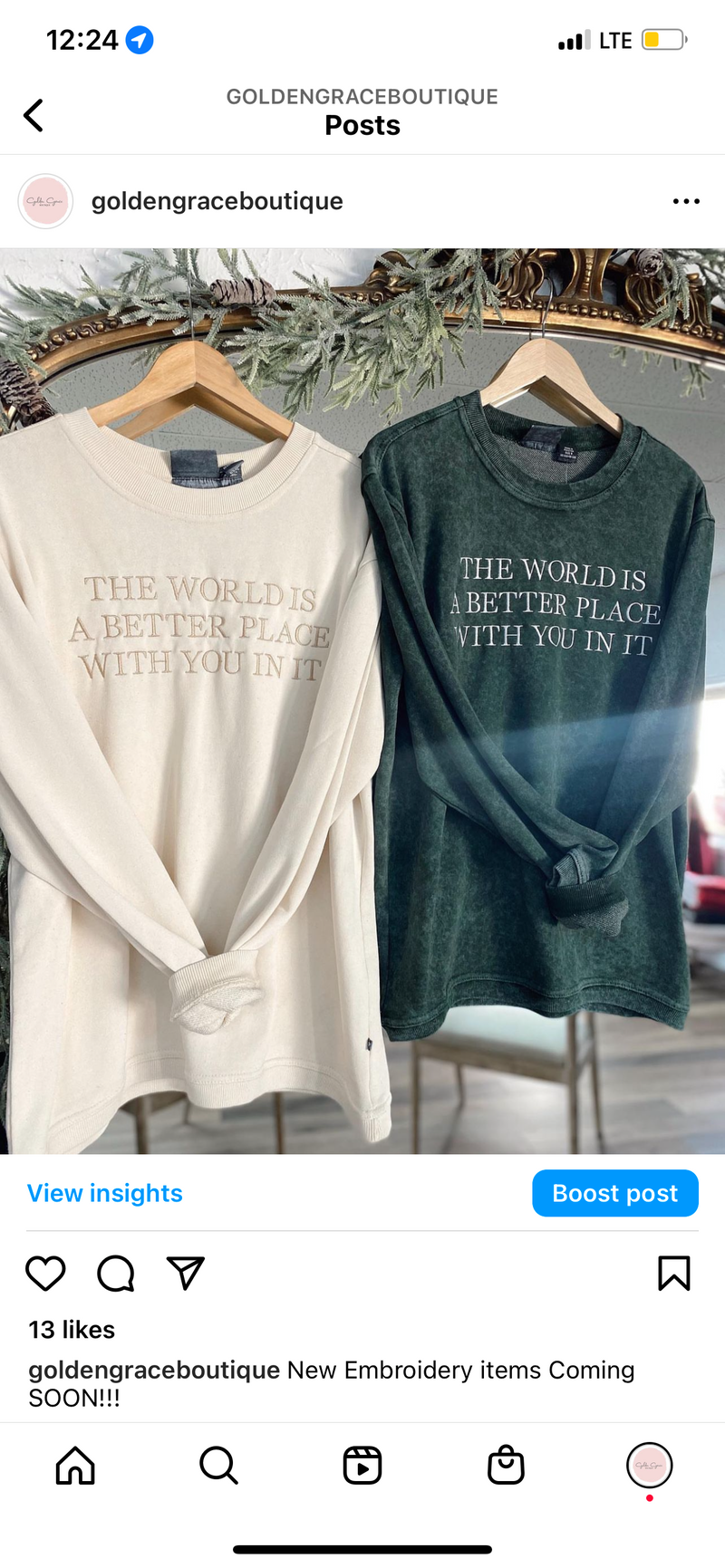 The World Embroidered Crewneck Green