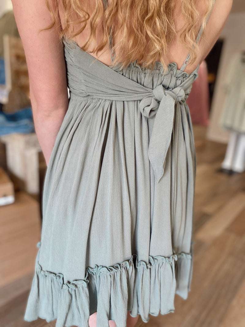 Ambry Smocked Dress-Sage