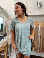 Odette Slub Dress-Green