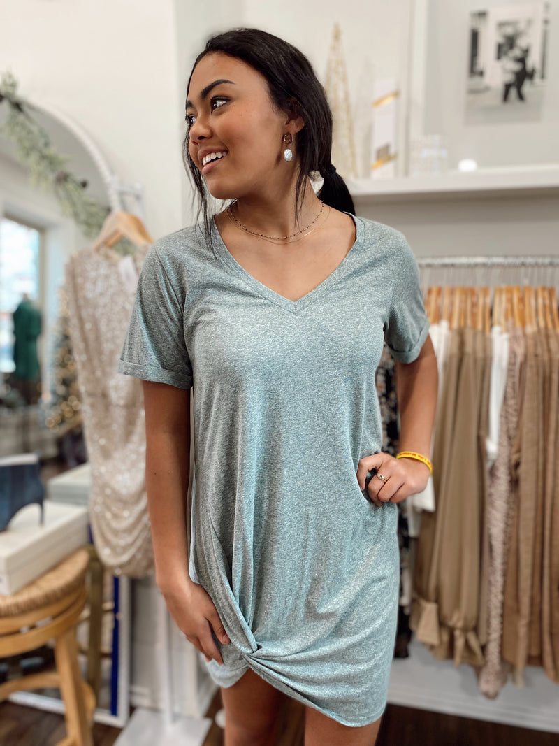 Odette Slub Dress-Green
