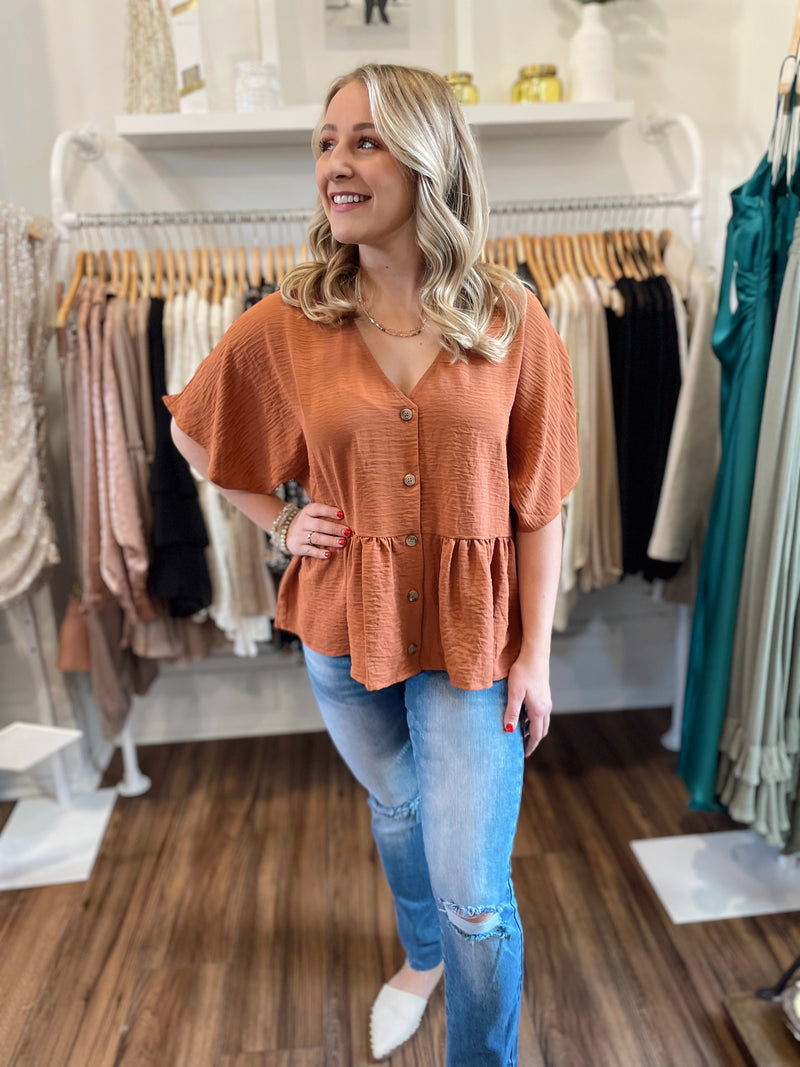 Rammona Peplum Blouse-Amber