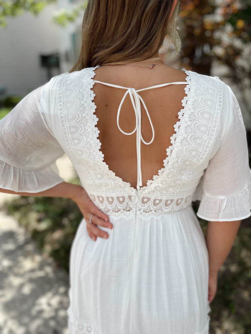 Blair Flowy Sleeve Dress-Ivory