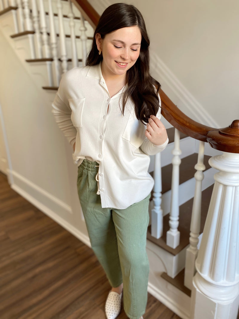 Feels Like Sunshine Button Up Top-Ivory